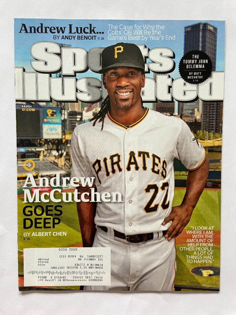 Sports Illustrated Magazine 9/8/2014 Andrew McCutchen Pirates Cover W/ Label